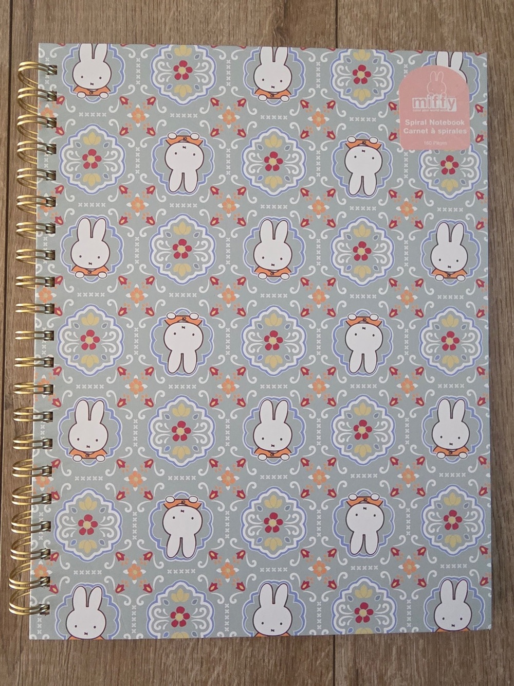 Miffy Spiral 9x11 Notebook Miffy Flowers Pattern Hard Cover 180 Lined Pages NWT✨